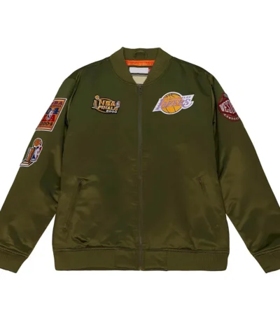 Los Angeles Lakers Flight Green Satin Jacket