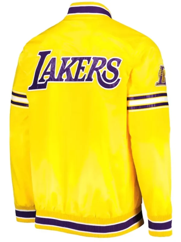 Los Angeles Lakers Forward Power White Yellow Purplr Satin Jacket