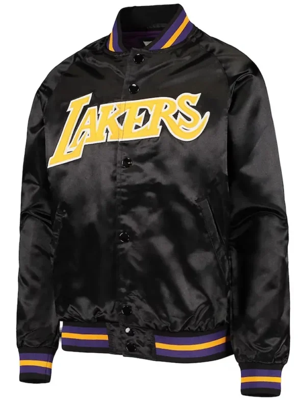 Los Angeles Lakers Hardwood Classics Full-Snap Black Satin Jacket