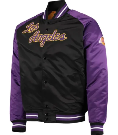 Los Angeles Lakers Hardwood Classics Reload 3.0 Purple Black Satin Jacket