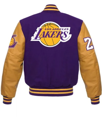 Los Angeles Lakers KB 24 Angel Letterman Purple and Yellow Jacket