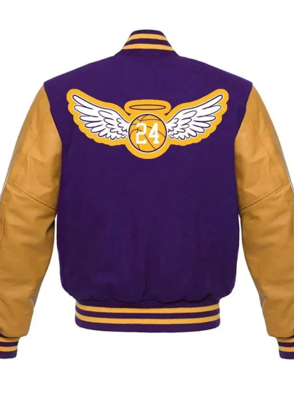 Los Angeles Lakers KB 24 Angel Purple and Yellow Varsity Jacket