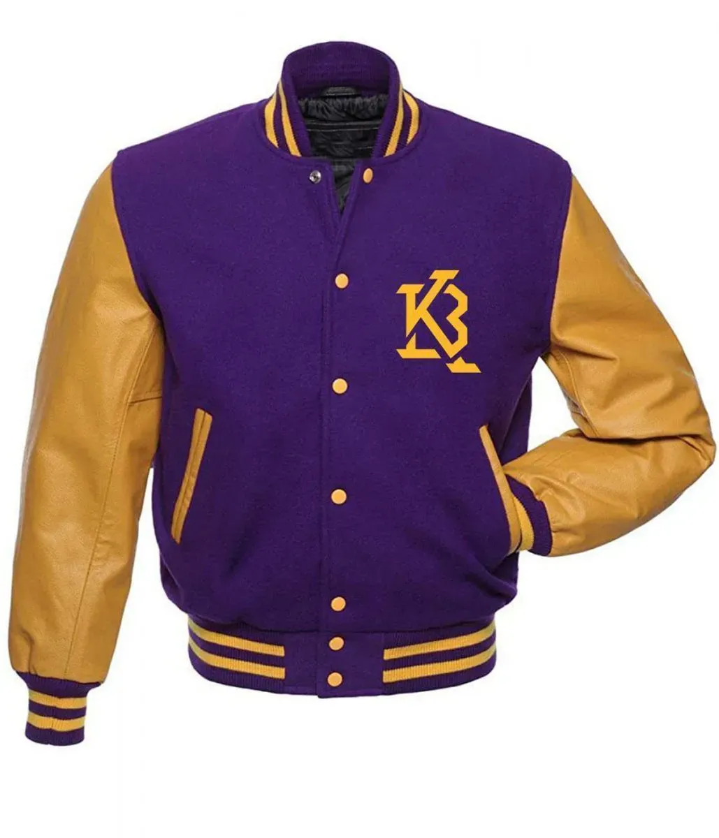 Los Angeles Lakers KB 24 Angel Purple and Yellow Varsity Jacket Los Angeles Lakers KB 24 Angel Purple and Yellow Varsity Jacket