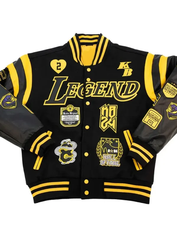 Los Angeles Lakers Kobe Bryant Collage Legends Black Varsity Jacket