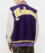 Los Angeles Lakers Letterman Purple Wool and White Leather Jacket