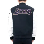 Los Angeles Lakers Logo Blended Wool Leather Varsity Full-Snap Jacket