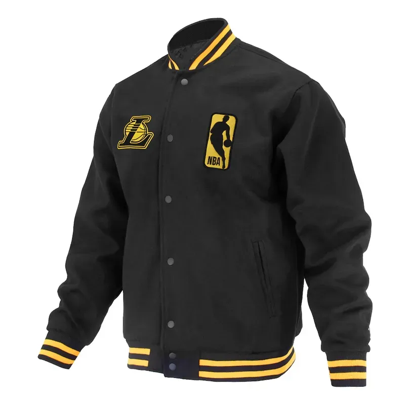 Los Angeles Lakers Logoman Shadow Black Varsity Jacket Los Angeles Lakers Logoman Shadow Black Varsity Jacket