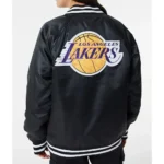 Los Angeles Lakers NBA Bomber Black Satin Jacket