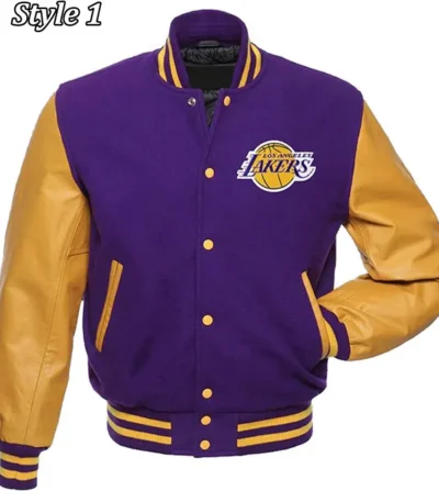 Los Angeles Lakers NBA Purple and Yellow Letterman Jacket