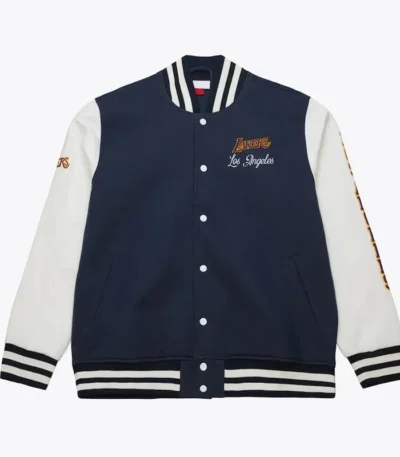 Los Angeles Lakers Navy and White Fleece Varsity Jacket