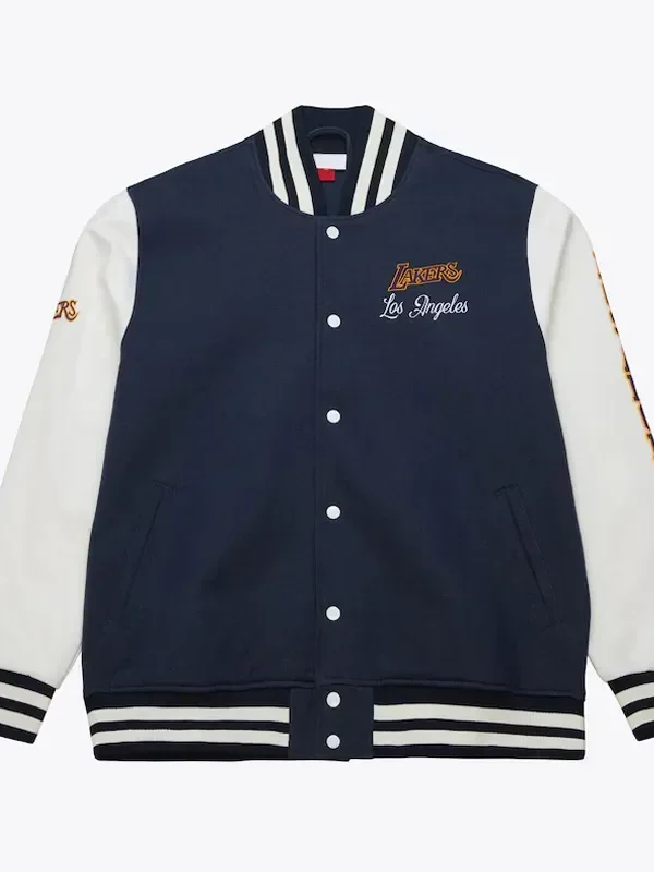 Los Angeles Lakers Navy and White Fleece Varsity Jacket