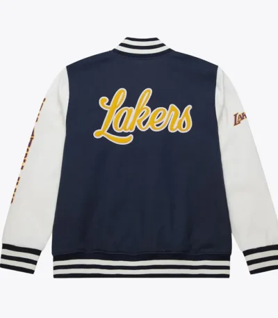 Los Angeles Lakers Navy and White Fleece Varsity Jacket