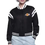 Los Angeles Lakers Printed Logo Varsity Satin Jacket