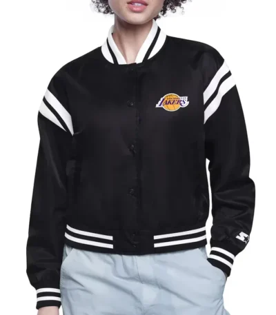 Los Angeles Lakers Printed Logo Varsity Satin Jacket