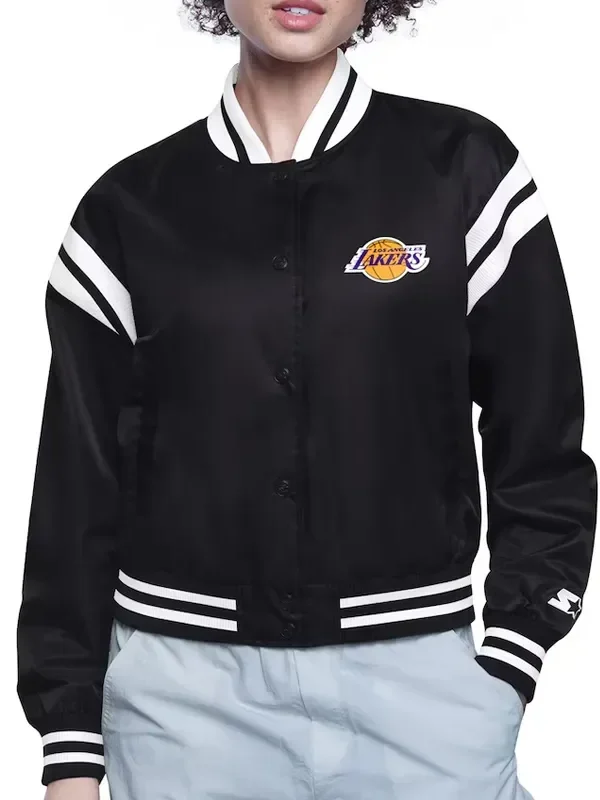 Los Angeles Lakers Printed Logo Varsity Satin Jacket