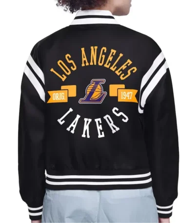 Los Angeles Lakers Printed Logo Varsity Satin Jacket