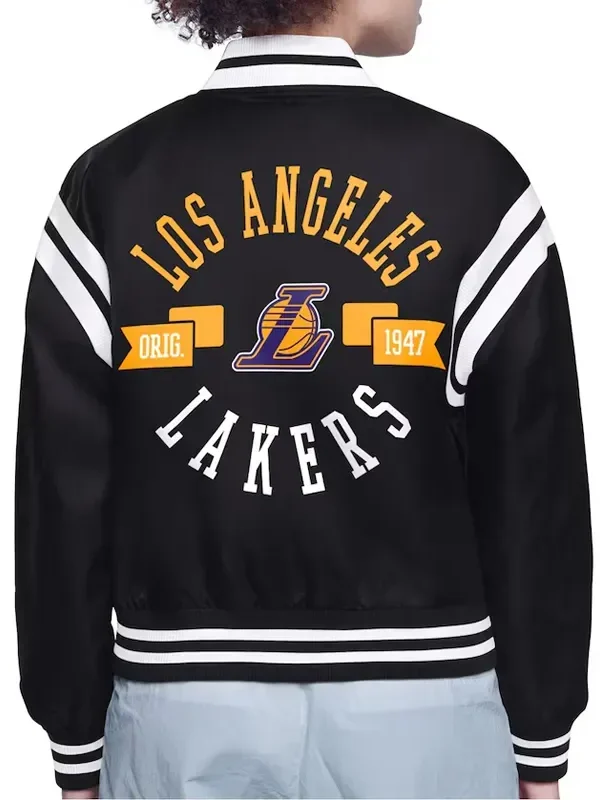 Los Angeles Lakers Printed Logo Varsity Satin Jacket