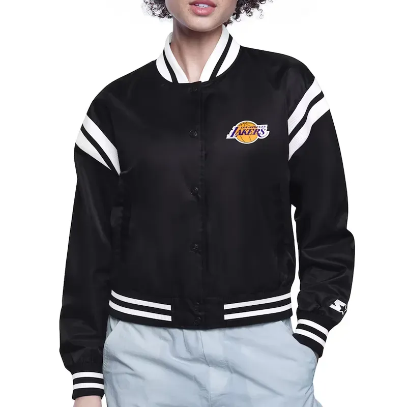 Los Angeles Lakers Printed Logo Varsity Satin Jacket Los Angeles Lakers Printed Logo Varsity Satin Jacket