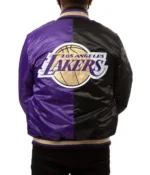 Los Angeles Lakers Purple and Black Satin Bomber Jacket