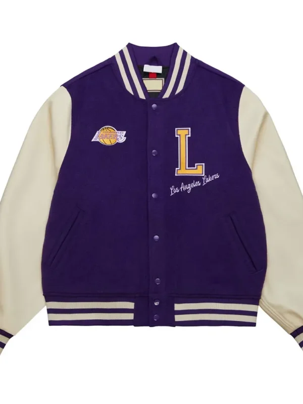 Los Angeles Lakers Purple and Off White Varsity Jacket