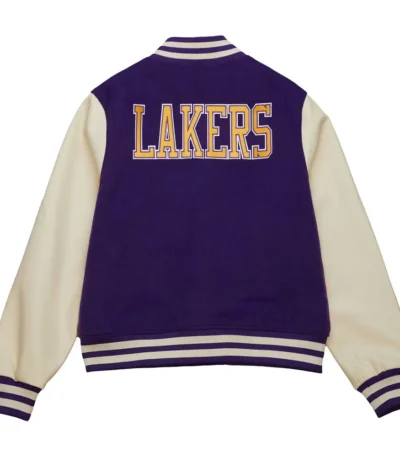 Los Angeles Lakers Purple and Off White Varsity Jacket