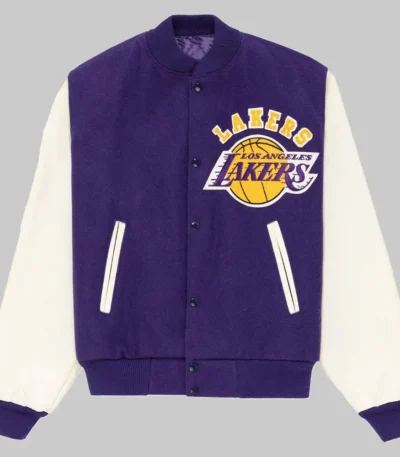 Los Angeles Lakers Purple and White Vintage Varsity Jacket