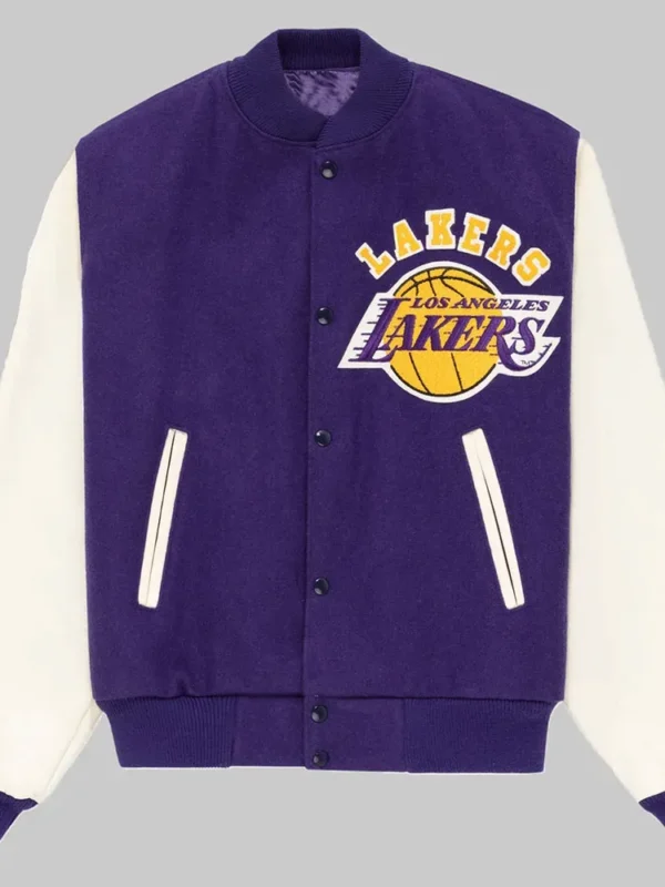 Los Angeles Lakers Purple and White Vintage Varsity Jacket