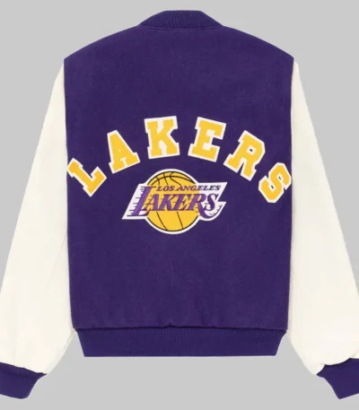 Los Angeles Lakers Purple and White Vintage Varsity Jacket