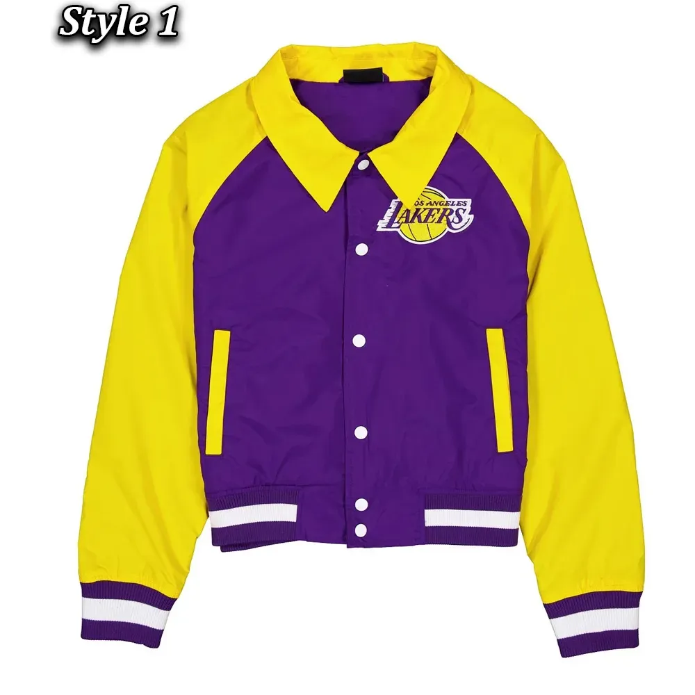 Los Angeles Lakers Purple and Yellow Throwback Jacket Los Angeles Lakers Purple and Yellow Throwback Jacket