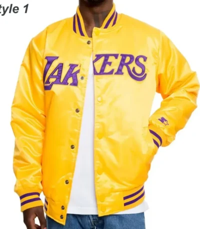 Los Angeles Lakers Satin Bomber Yellow Jacket
