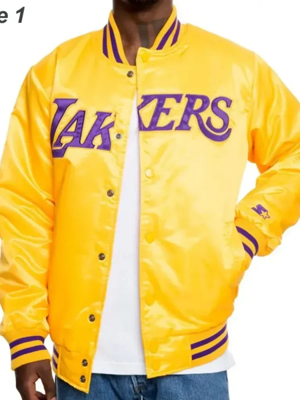 Los Angeles Lakers Satin Bomber Yellow Jacket