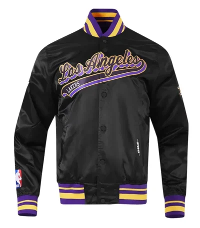 Los Angeles Lakers Script Tail Black Satin Jacket