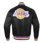 Los Angeles Lakers Script Tail Black Satin Jacket