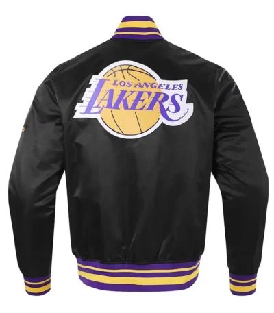Los Angeles Lakers Script Tail Black Satin Jacket