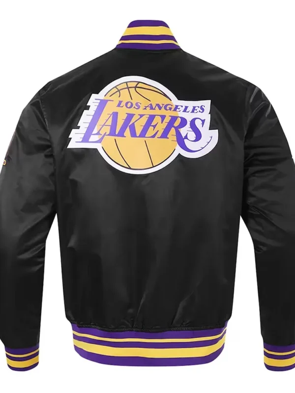 Los Angeles Lakers Script Tail Black Satin Jacket
