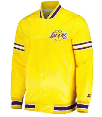 Los Angeles Lakers Slider Varsity Yellow Satin Jacket