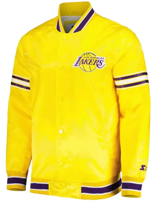 Los Angeles Lakers Slider Varsity Yellow Satin Jacket
