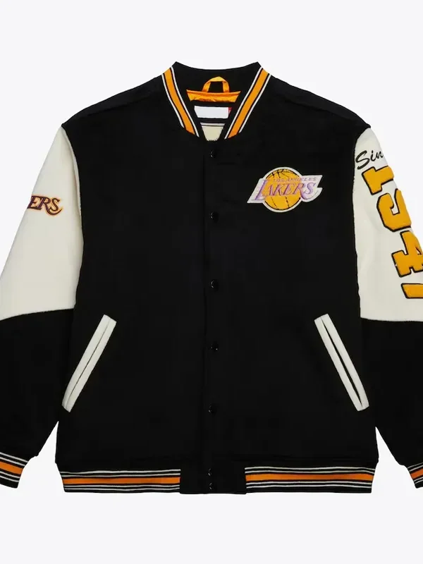 Los Angeles Lakers Team History Black Vintage Logo Varsity Jacket