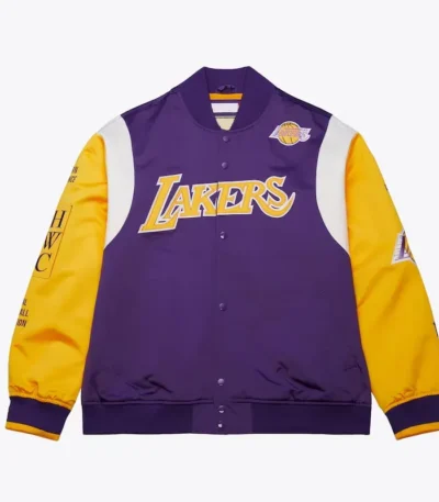Los Angeles Lakers Team Origins Purple Satin Jacket