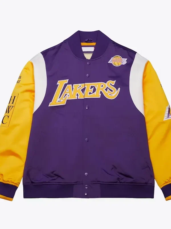 Los Angeles Lakers Team Origins Purple Satin Jacket