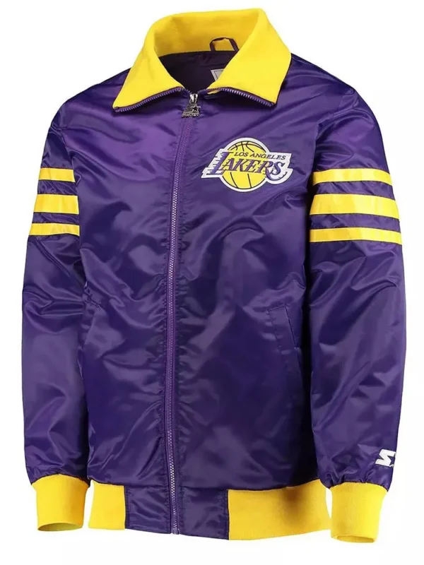 Los Angeles Lakers The Captain II Purple Varsity Satin Jacket
