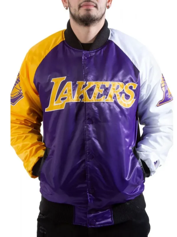 Los Angeles Lakers Tri-Color Varsity Satin Jacket