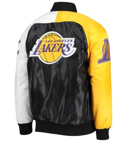 Los Angeles Lakers Tricolor Remix Varsity Satin Jacket
