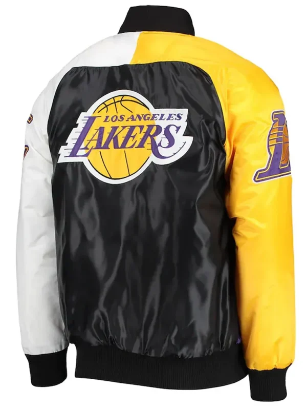 Los Angeles Lakers Tricolor Remix Varsity Satin Jacket
