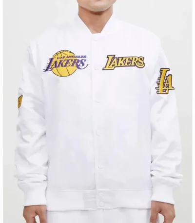 Los Angeles Lakers White Satin Jacket
