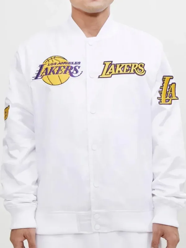 Los Angeles Lakers White Satin Jacket