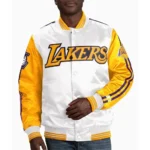 Los Angeles Lakers White Yellow Varsity Satin Jacket