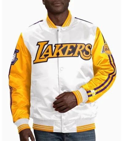 Los Angeles Lakers White Yellow Varsity Satin Jacket