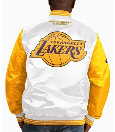 Los Angeles Lakers White Yellow Varsity Satin Jacket