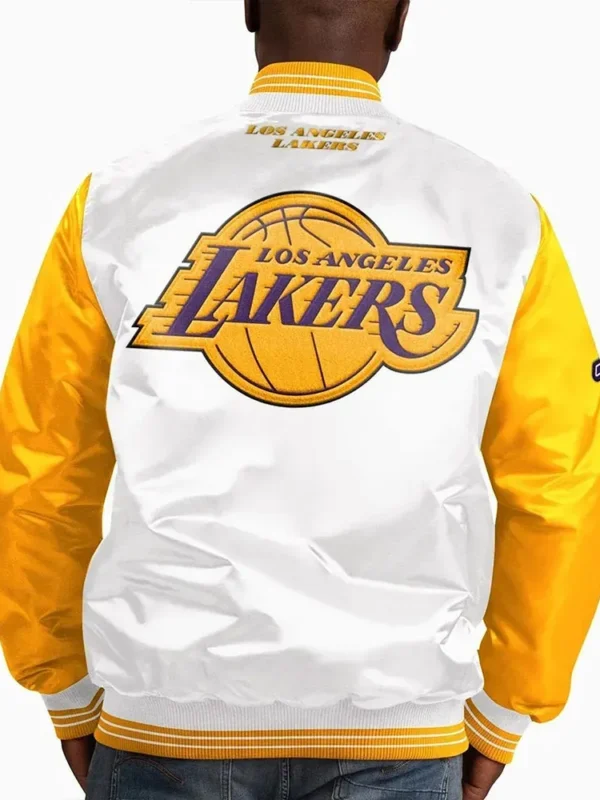 Los Angeles Lakers White Yellow Varsity Satin Jacket